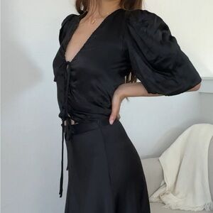 100% Silk Blouse with Ribbon Ties from Nicholas